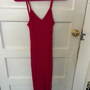 Pink Zara Ribbed Midi Dress